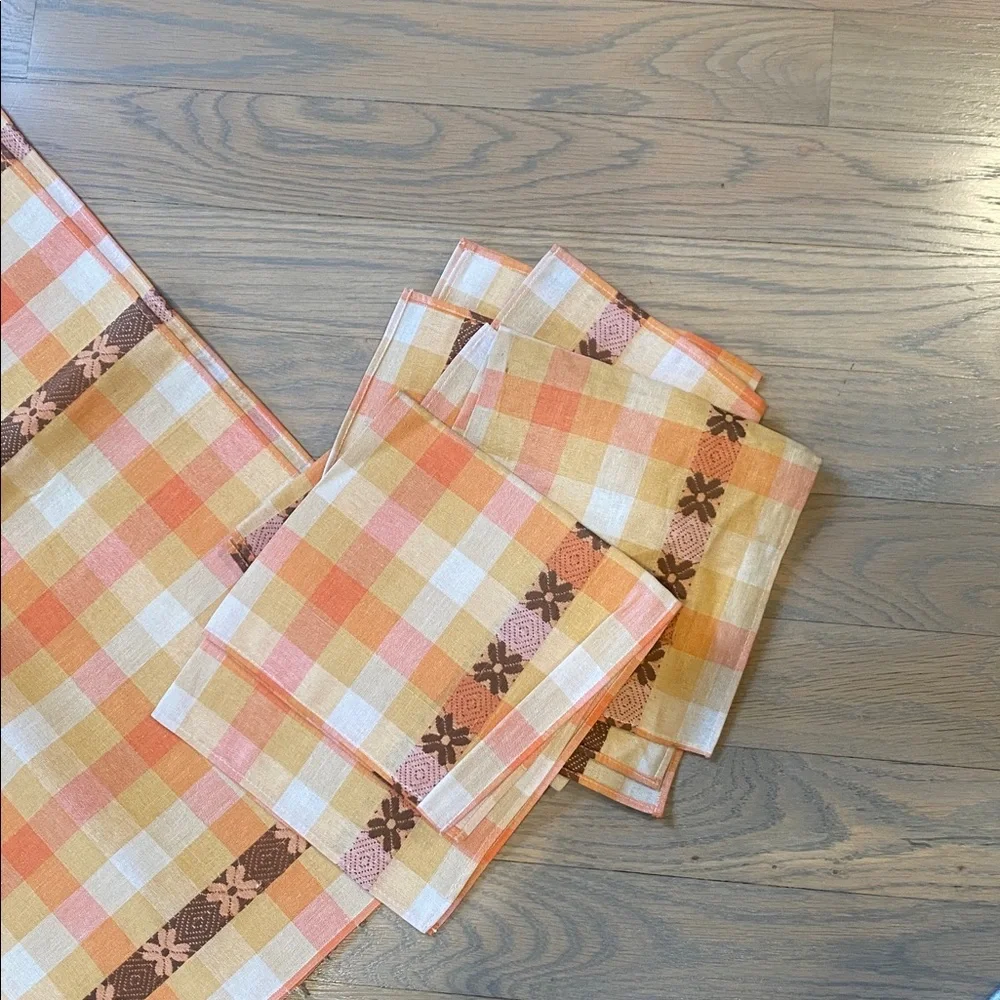 Vintage square checkered table cloth.